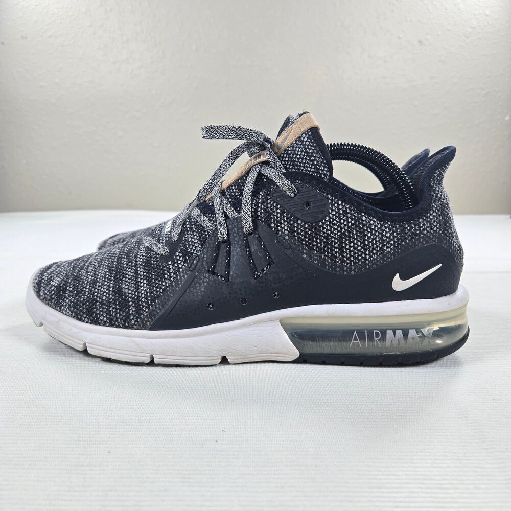 Nike Air Max Sequent 3 Black White Athletic Training Shoe Men's Size‎ 10